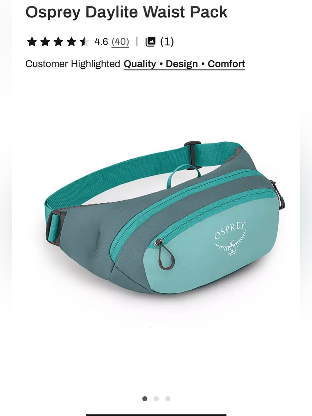 🦅Osprey Daylite Waist Pack (2L) Jetstream/Cascade Blue. Fanny Pack. Excellent!